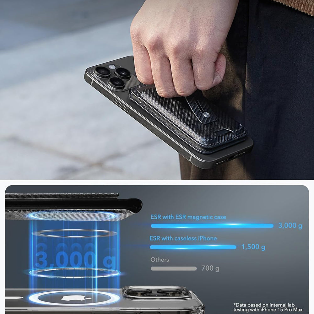 Портфейл Magsafe, ESR, Findy my Wallet Carbon, Черен