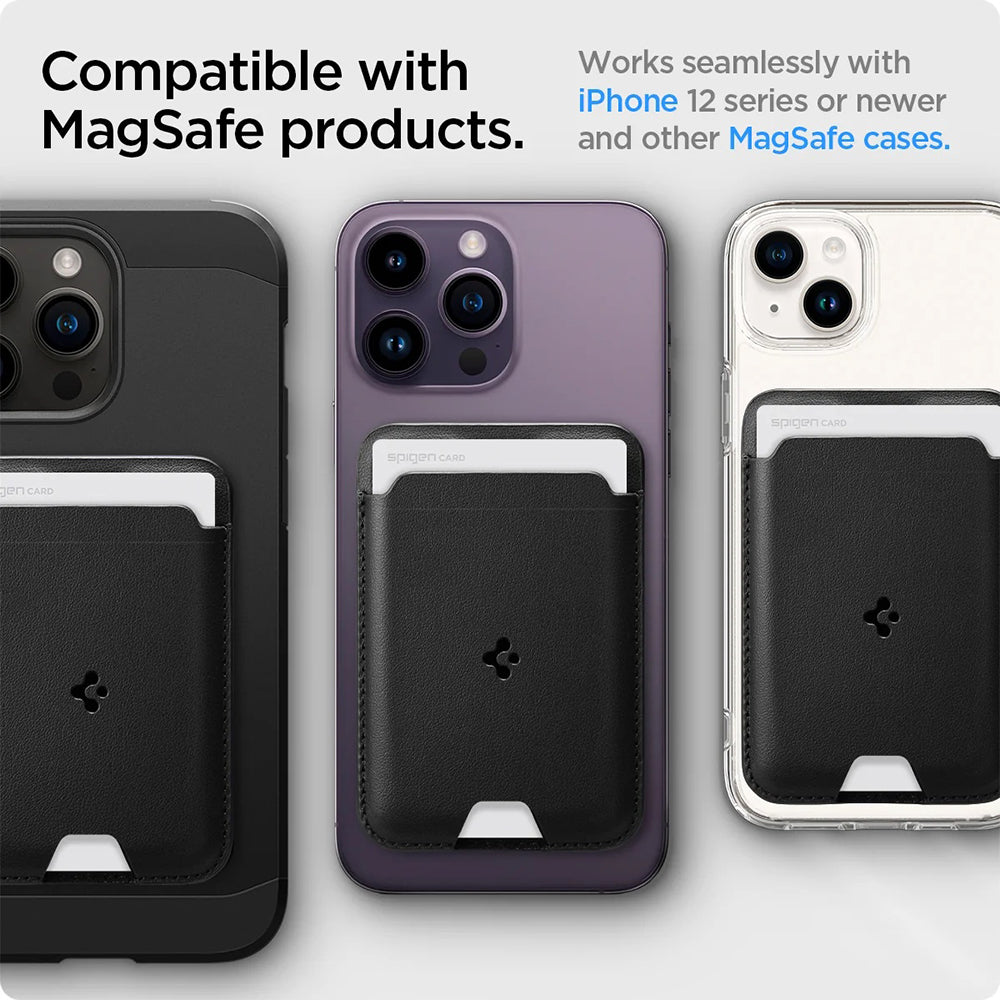 MagSafe Wallet, Spigen, Valentinus MagFit 2 Cards, Black AMP02284