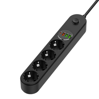 Удължител ColorWay, 4 x Schuko, Черен