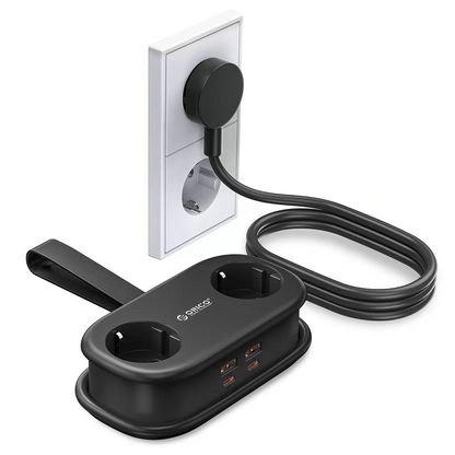 Удължител Orico AP3, 2 x Schuko - 2 x USB-A - 2 x USB-C, Черен