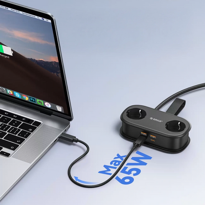 Удължител Orico AP3, 2 x Schuko - 2 x USB-A - 2 x USB-C, Черен