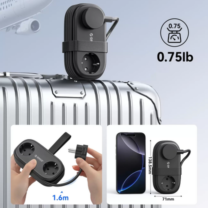 Удължител Orico AP3, 2 x Schuko - 2 x USB-A - 2 x USB-C, Черен