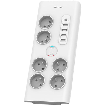 Мрежово зарядно устройство Philips, 4 x USB-A - 1 x USB-C - 6 x Schuko, бяло PHIL-SPN7060WA/60 