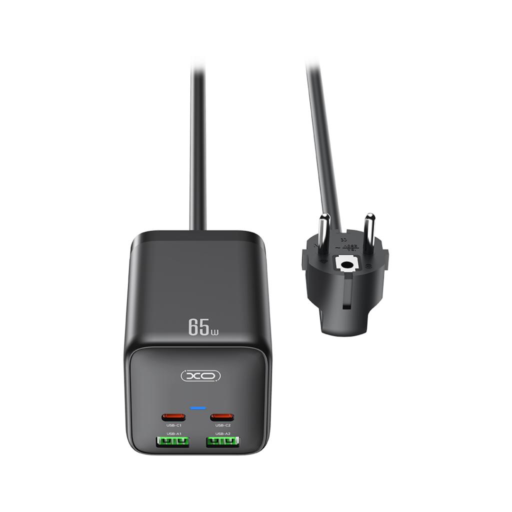 Удължител XO Design WL24, 2 x Контакт, Черен