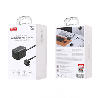 Удължител XO Design WL24, 2 x Контакт, Черен