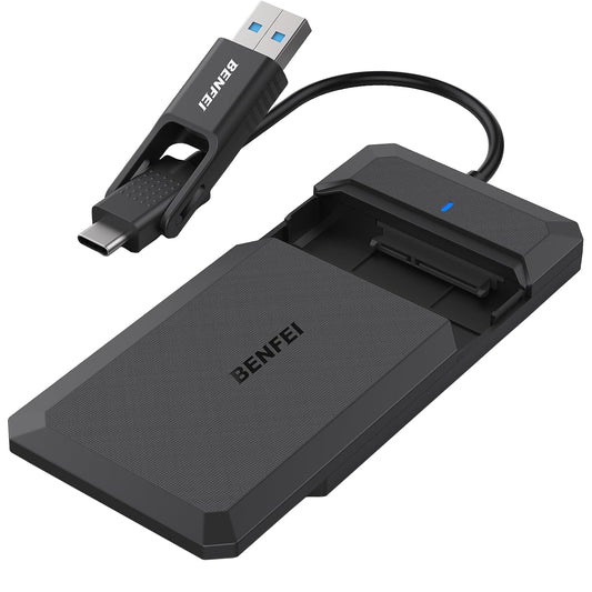 Benfei шкаф за HDD / SSD SATA 2.5 инча, USB-A / USB-C UASP, Черен