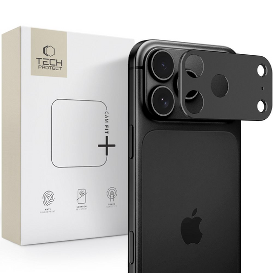 Рамка за защита на задна камера Tech-Protect Camalloy Fit+ за Apple iPhone 18 Pro, алуминий, черна