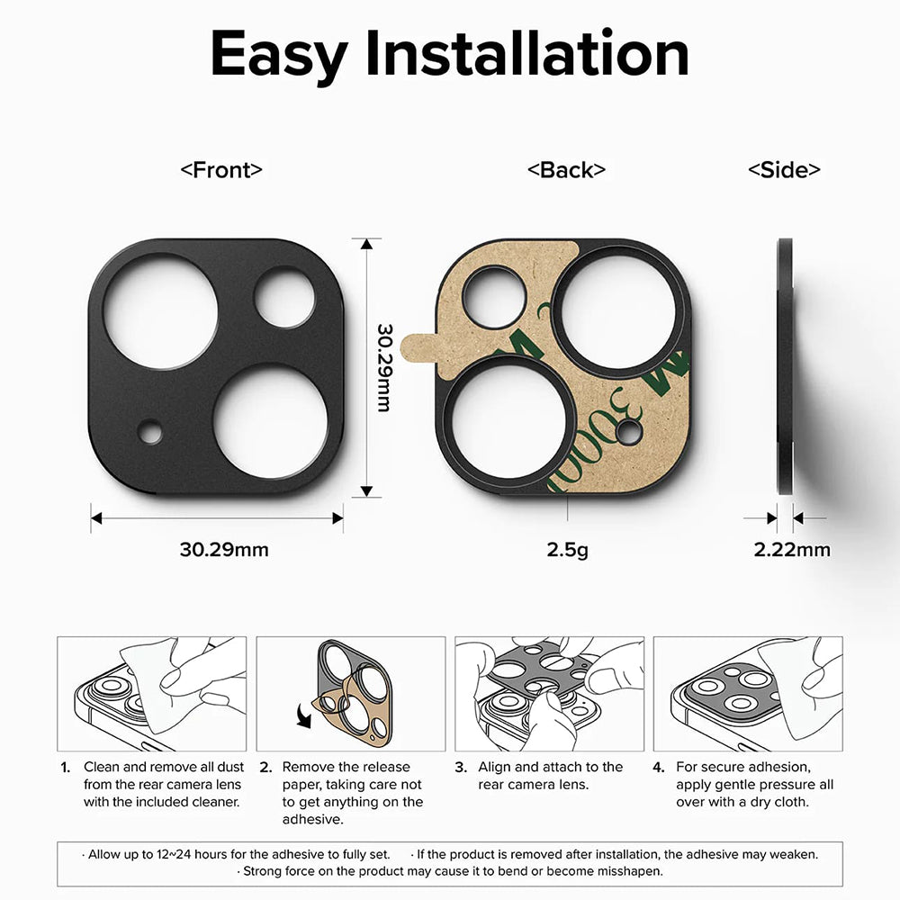 Ringke Styling Rear Camera Protection Frame for Apple iPhone 15 Plus / 15, Aluminum, Black