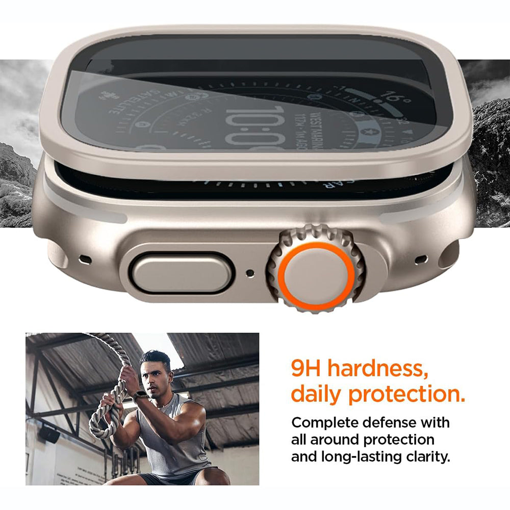 Защитна рамка Spigen Tune with Glass за Apple Watch Ultra Series, сребриста ACS11595