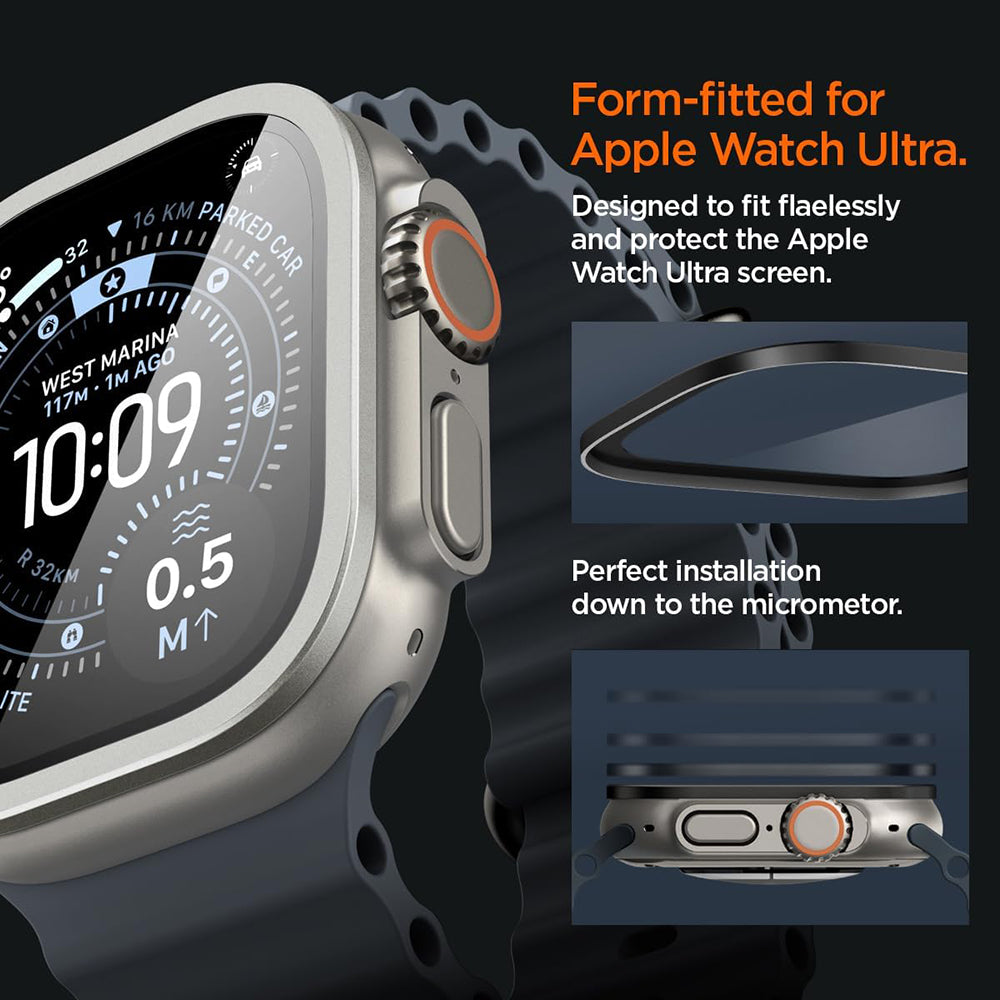 Защитна рамка Spigen Tune with Glass за Apple Watch Ultra Series, сребриста ACS11595
