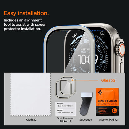 Защитна рамка Spigen Tune with Glass за Apple Watch Ultra Series, сребриста ACS11595