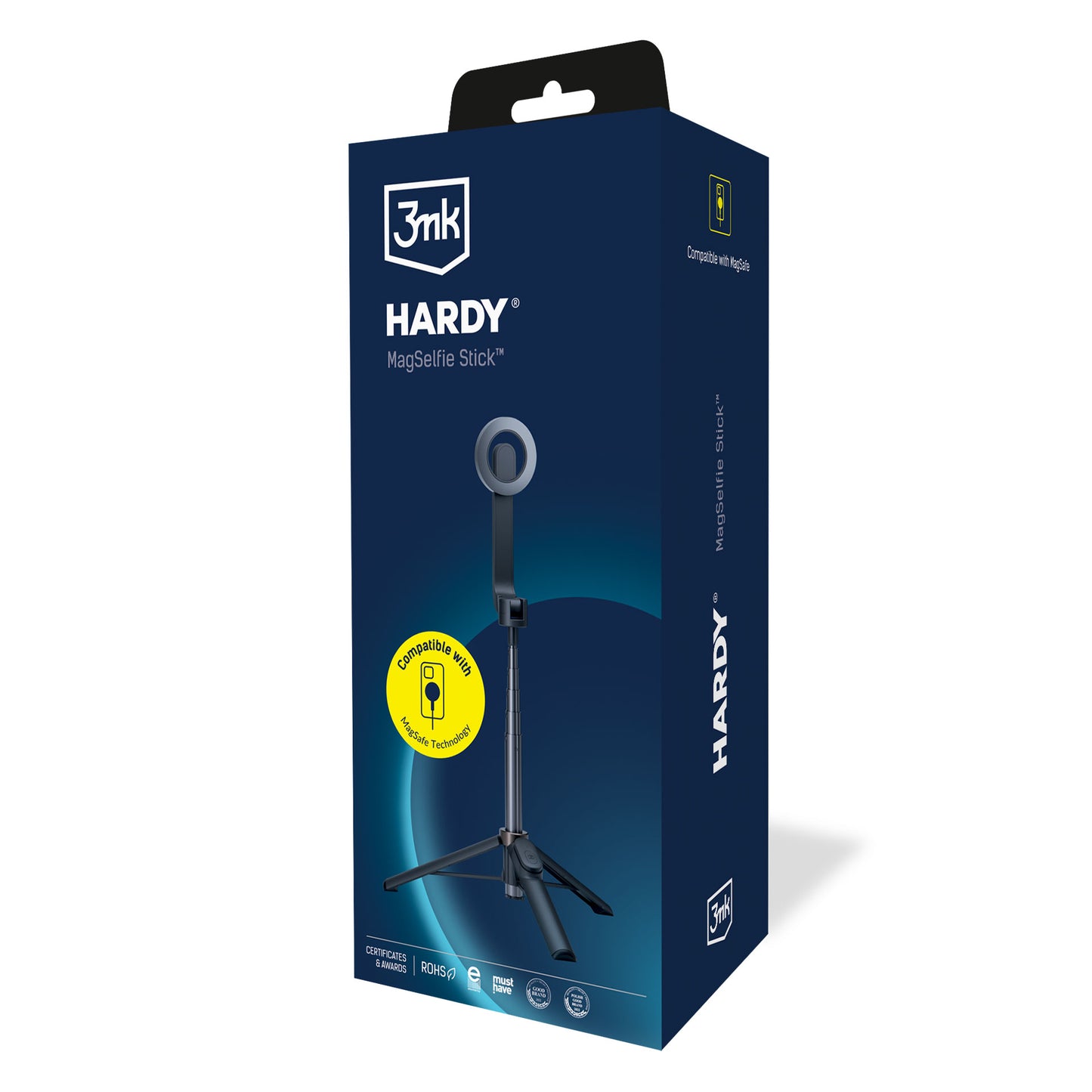 Селфи стик Bluetooth 3MK Hardy MagSelfie, Универсален, Черен