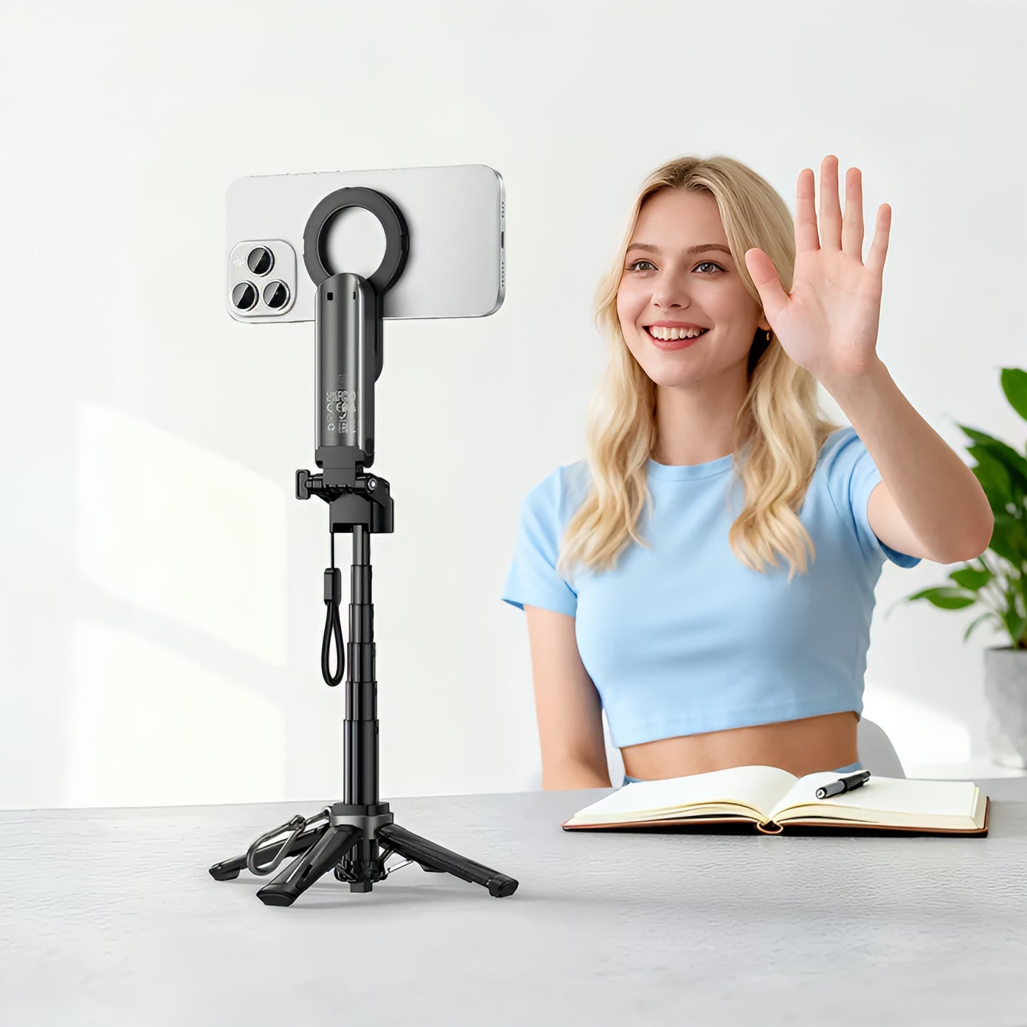 Селфи стик Bluetooth HOCO K27 Pro, Универсален, Черен