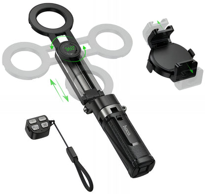 Селфи стик Bluetooth HOCO K27 Pro, Универсален, Черен