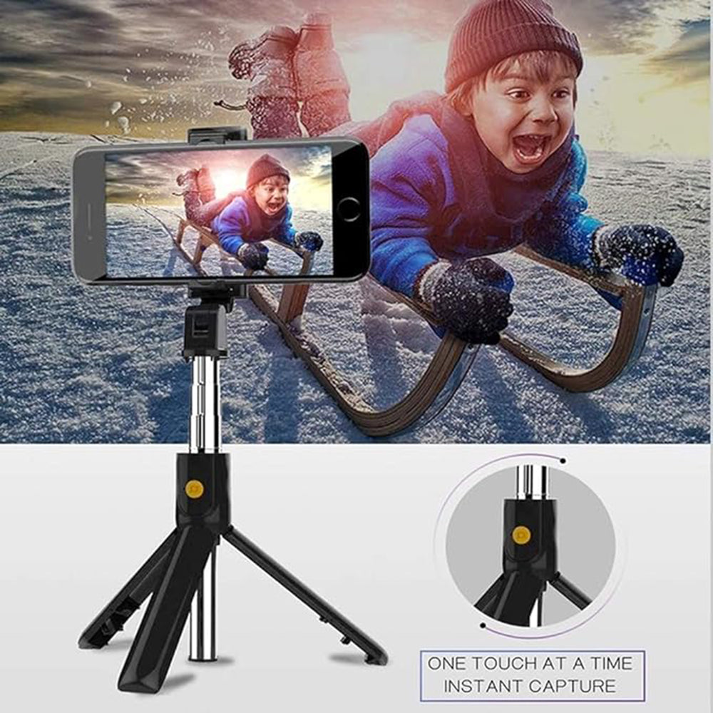 Selfie Stick Bluetooth Techsuit K07, Универсален, Черен