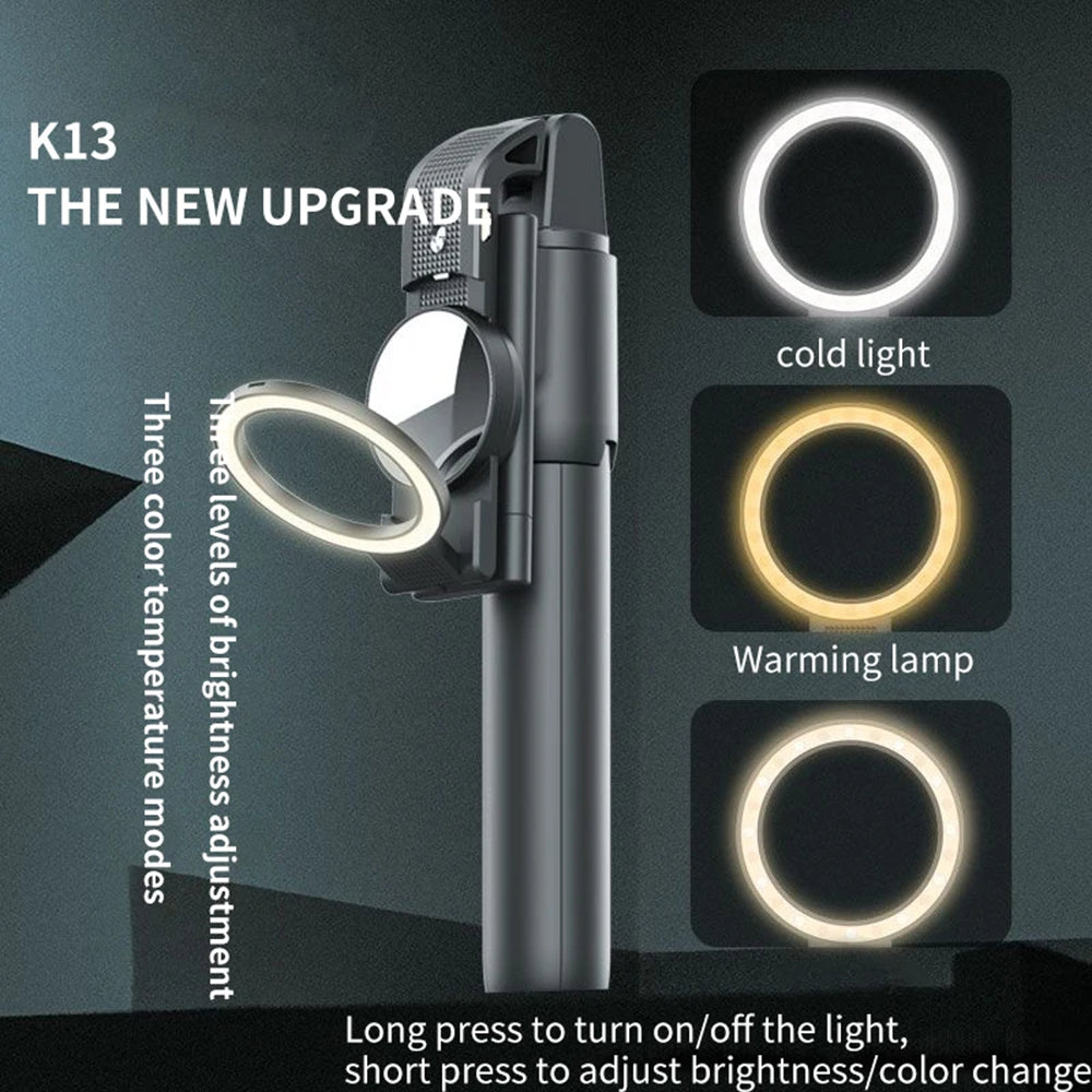 Селфи стик Bluetooth Techsuit K13, Универсален, Черен