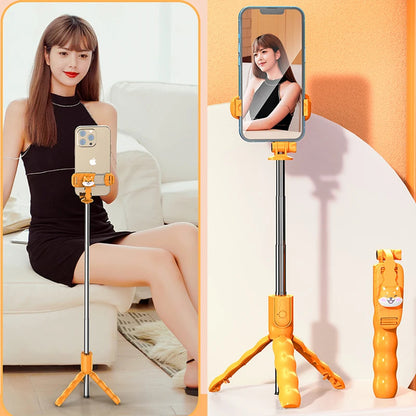 Selfie Stick Bluetooth Techsuit KT01, Универсален, Оранжев