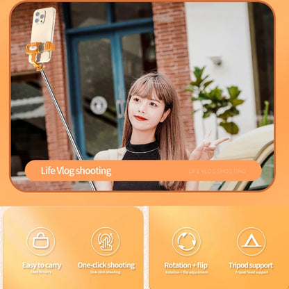 Selfie Stick Bluetooth Techsuit KT01, Универсален, Оранжев