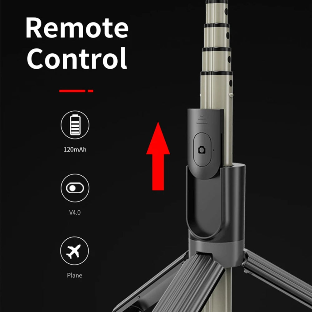 Селфи стик Bluetooth Techsuit L07, Универсален, Черен