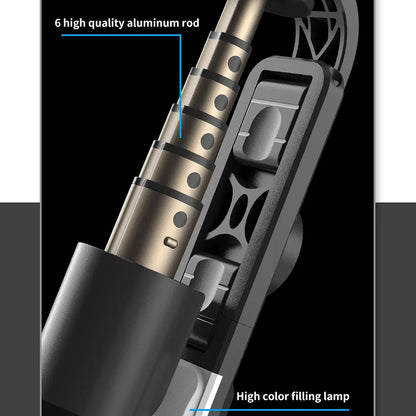 Селфи стик Bluetooth Techsuit L10s, Универсален, Черен