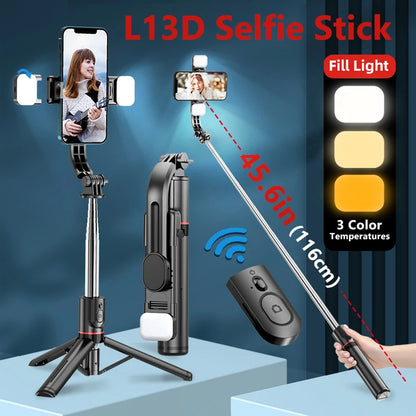 Selfie Stick Bluetooth Techsuit L13d, Универсален, Черен