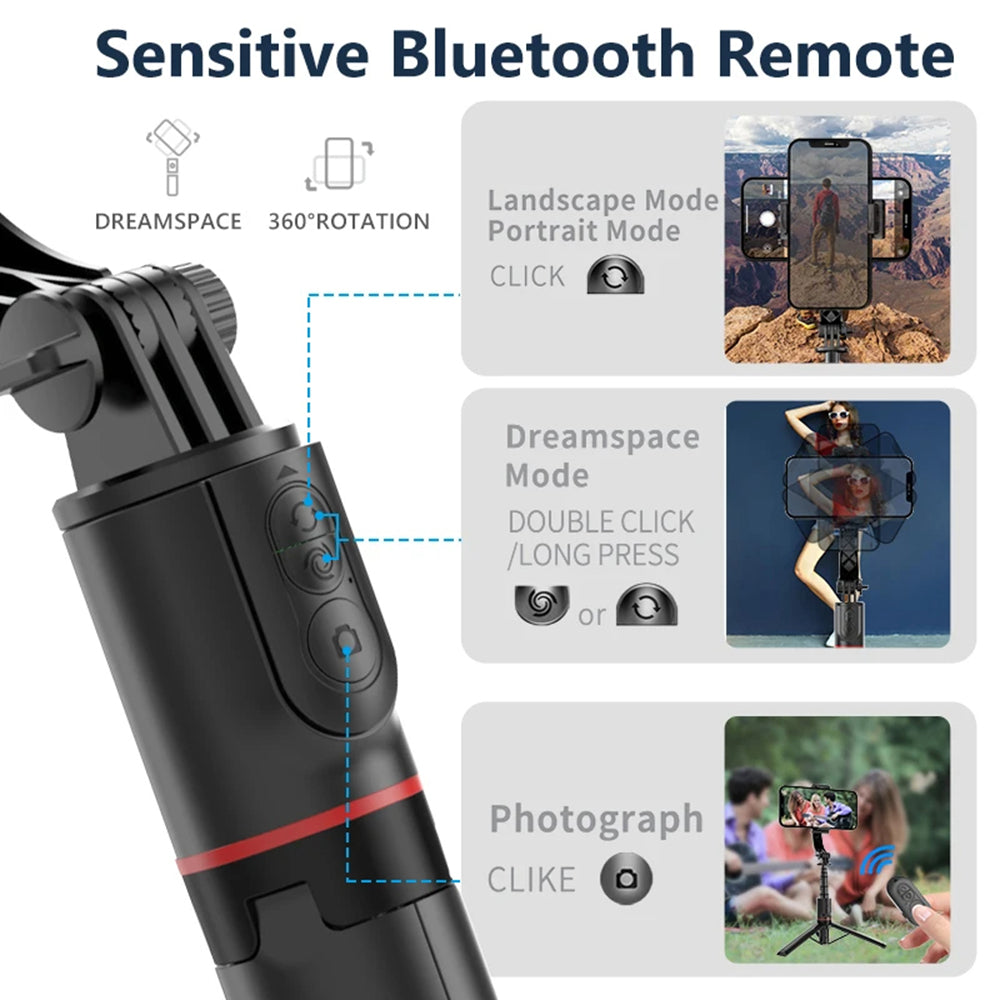 Selfie Stick Bluetooth Techsuit L19, Универсален, Черен