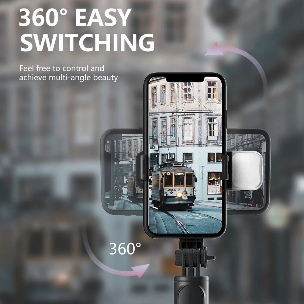 Селфи стик Bluetooth Techsuit Q03s, Универсален, Черен