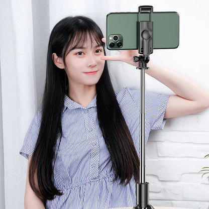 Selfie Stick Bluetooth Techsuit S03, Универсален, Черен