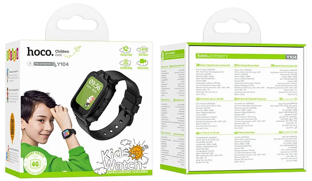 Smartwatch HOCO Y104 Kids Call, Черен