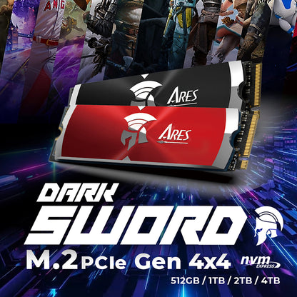Solid State Drive (SSD) Dato Ares Dark Sword, NVME 1.4, PCIE Gen4x4, 2TB, Червен ARSDSR-2TB