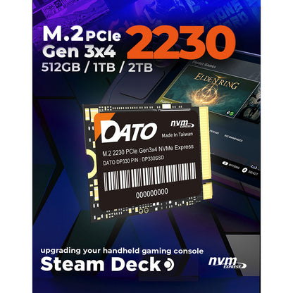 Solid State Drive (SSD) Dato DP330, NVME M.2 2230, PCIE Gen3x4, 2TB, Черен DP330SSD-2TB