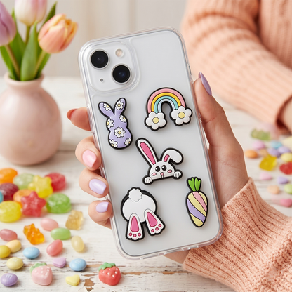 3D OEM стикер Bunny за калъф за телефон/таблет, комплект от 5 броя, многоцветен