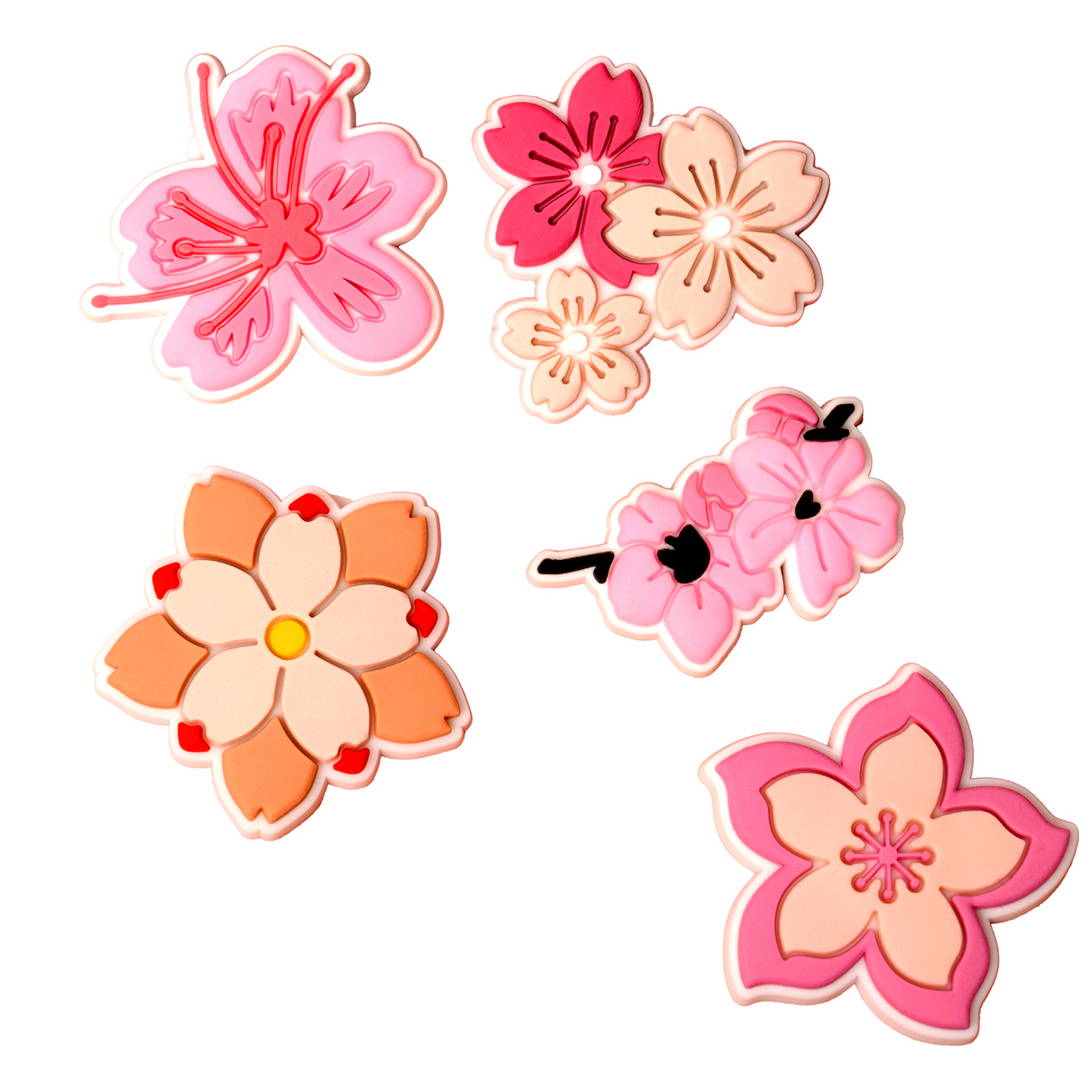 3D стикер OEM Pink Blossom за калъф за телефон / таблет, комплект от 5 броя, многоцветен