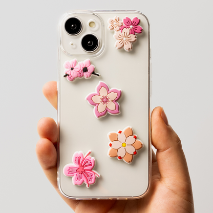 3D стикер OEM Pink Blossom за калъф за телефон / таблет, комплект от 5 броя, многоцветен