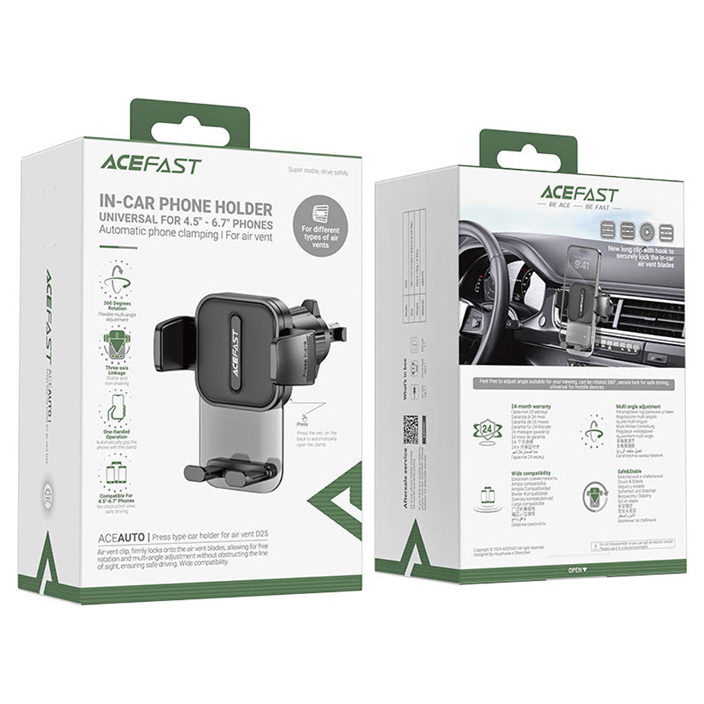 Автомобилен държач Acefast D25, 4.5inch - 6.7inch, Черен