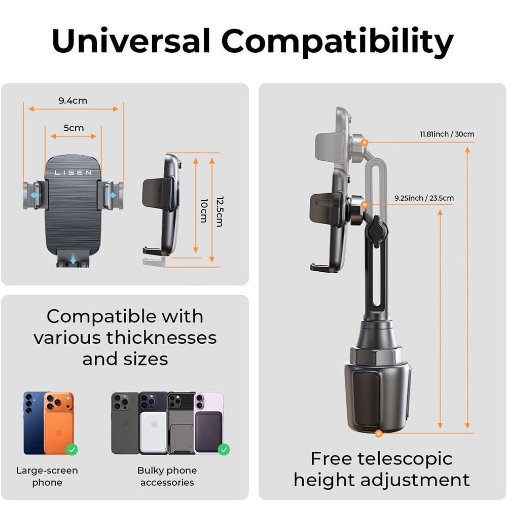 Автомобилна стойка Lisen за телефон, 4.7inch - 7inch, Черен YL0223070048