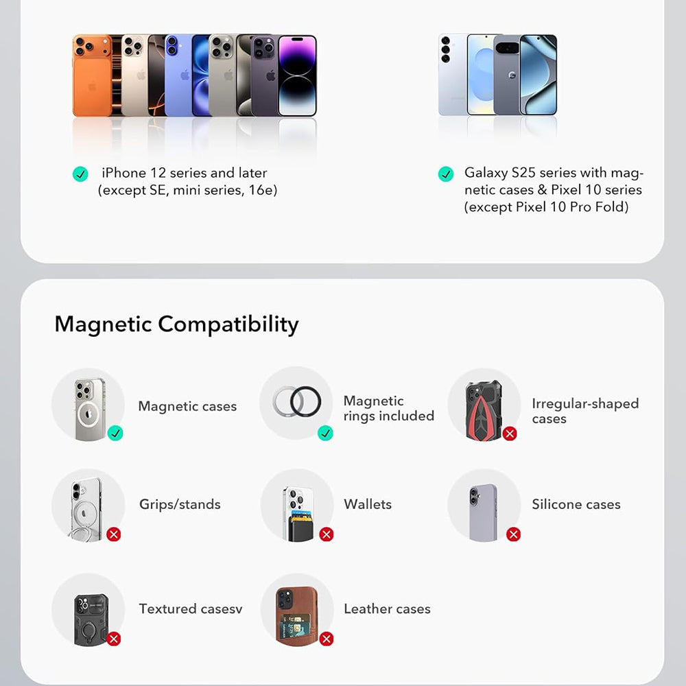 Магнитна стойка за кола ESR OmniLock Dash, Универсална, Черна