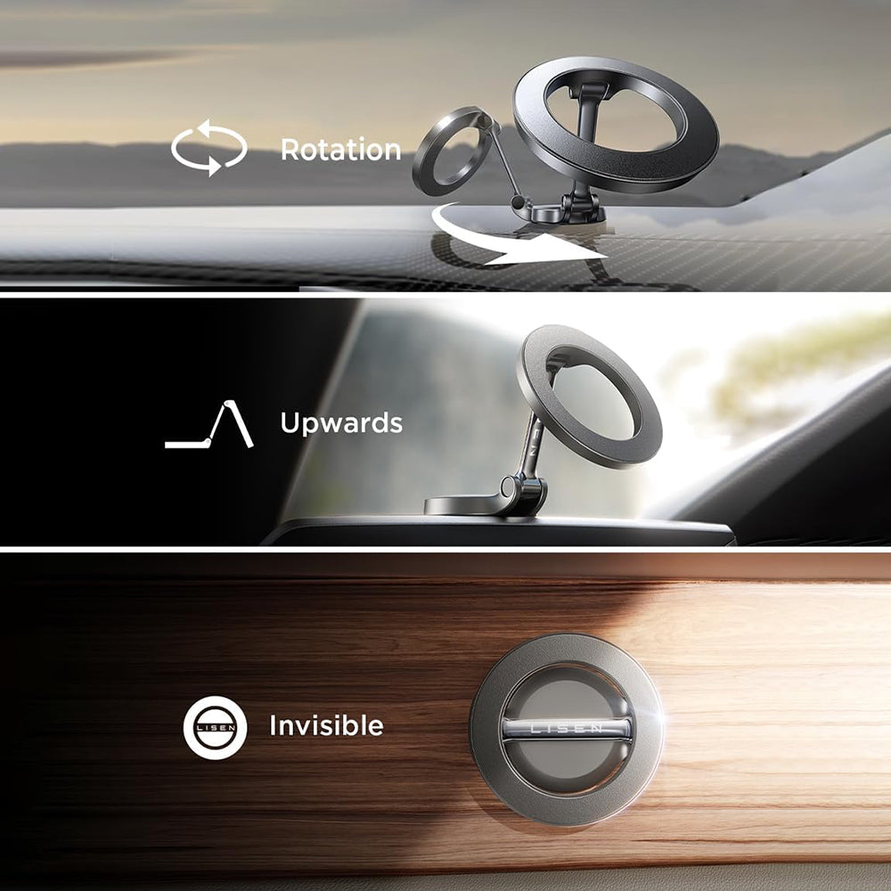 Магнитна стойка за кола Lisen, Универсална, Черна YL0224010003