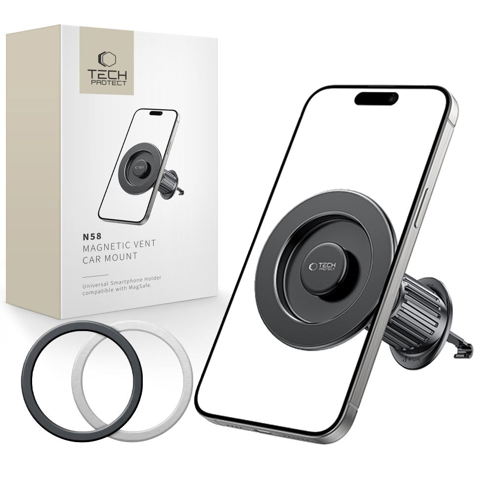 Магнитна стойка за автомобил Tech-Protect N58 Vent, Универсална, Черна