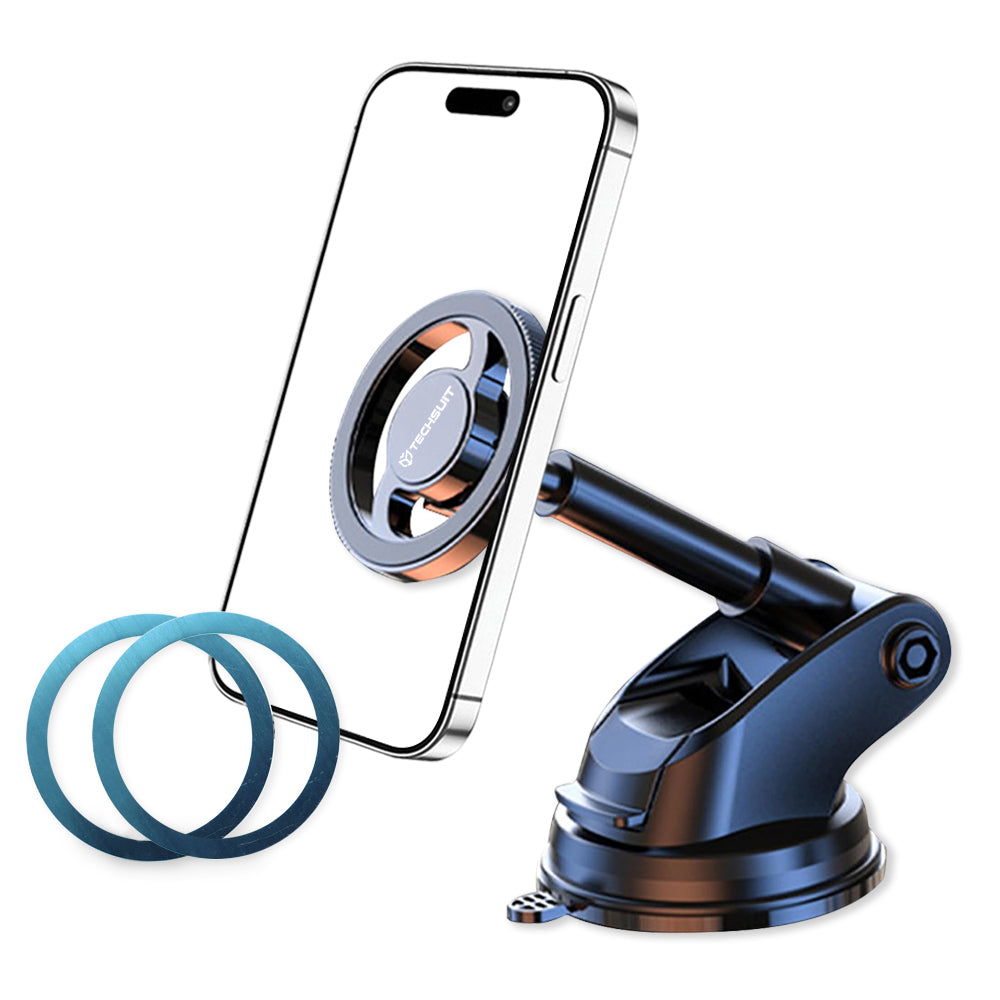 Магнитна стойка за автомобил Techsuit S12, Универсална, Черна