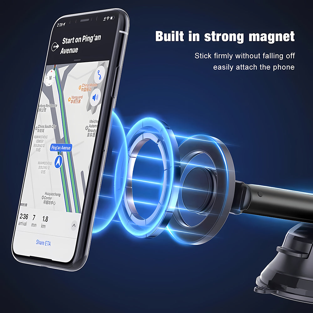 Магнитна стойка за автомобил Techsuit S12, Универсална, Черна