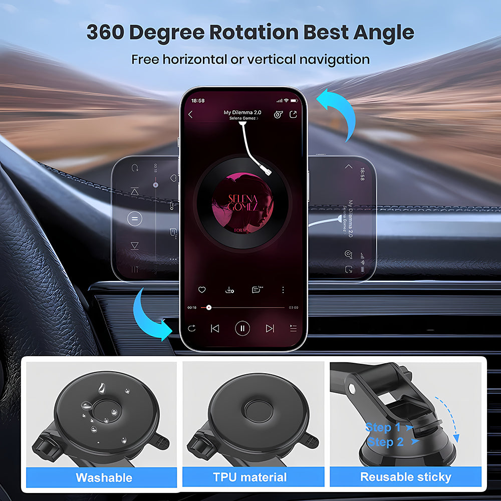 Магнитна стойка за автомобил Techsuit S12, Универсална, Черна