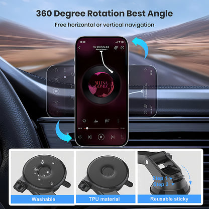 Магнитна стойка за автомобил Techsuit S12, Универсална, Черна