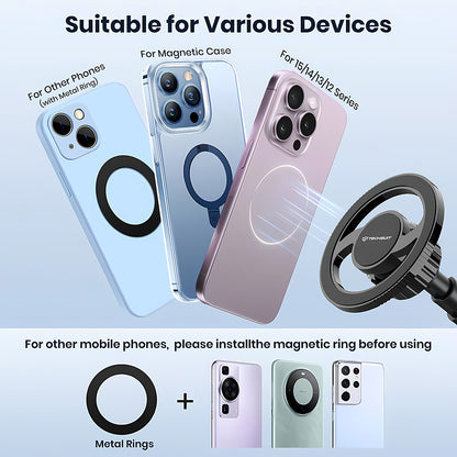 Магнитна стойка за автомобил Techsuit S12, Универсална, Черна