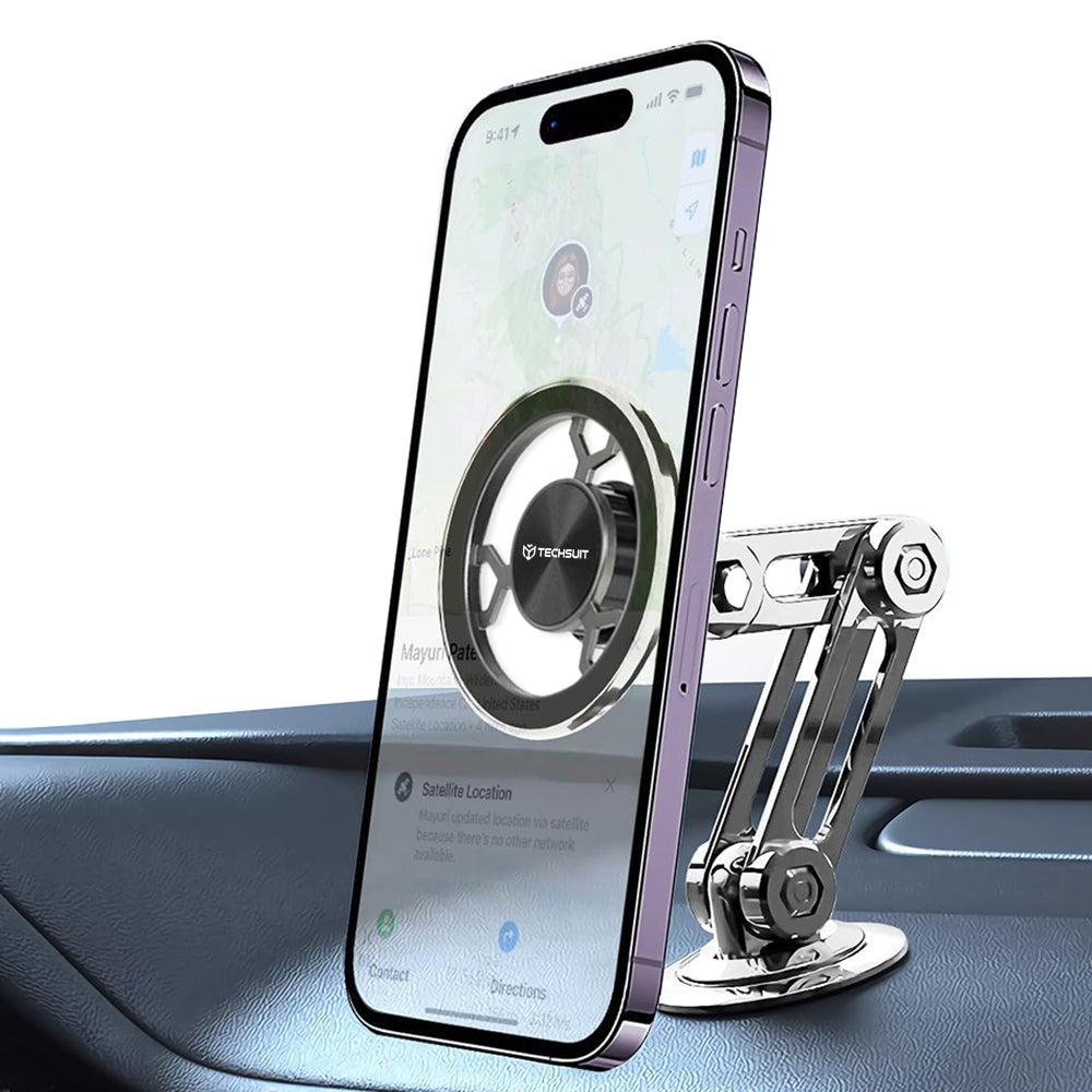 Магнитна стойка за автомобил Techsuit S14, Универсална, Сива