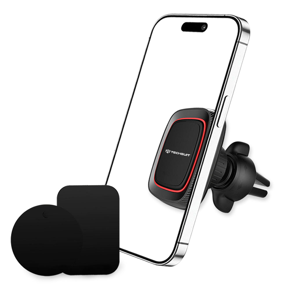 Магнитна стойка за автомобил Techsuit S4, Универсална, Черно-Червена