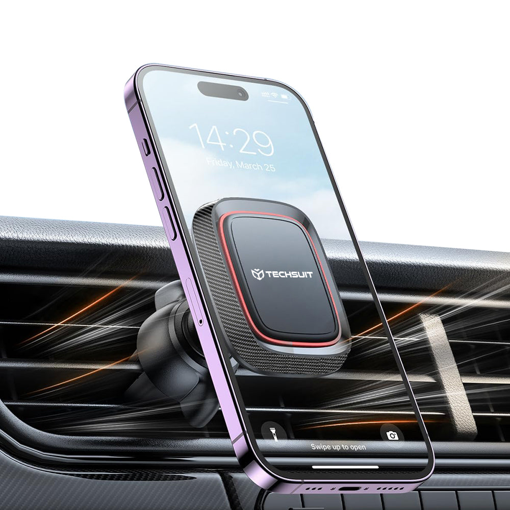 Магнитна стойка за автомобил Techsuit S4, Универсална, Черно-Червена