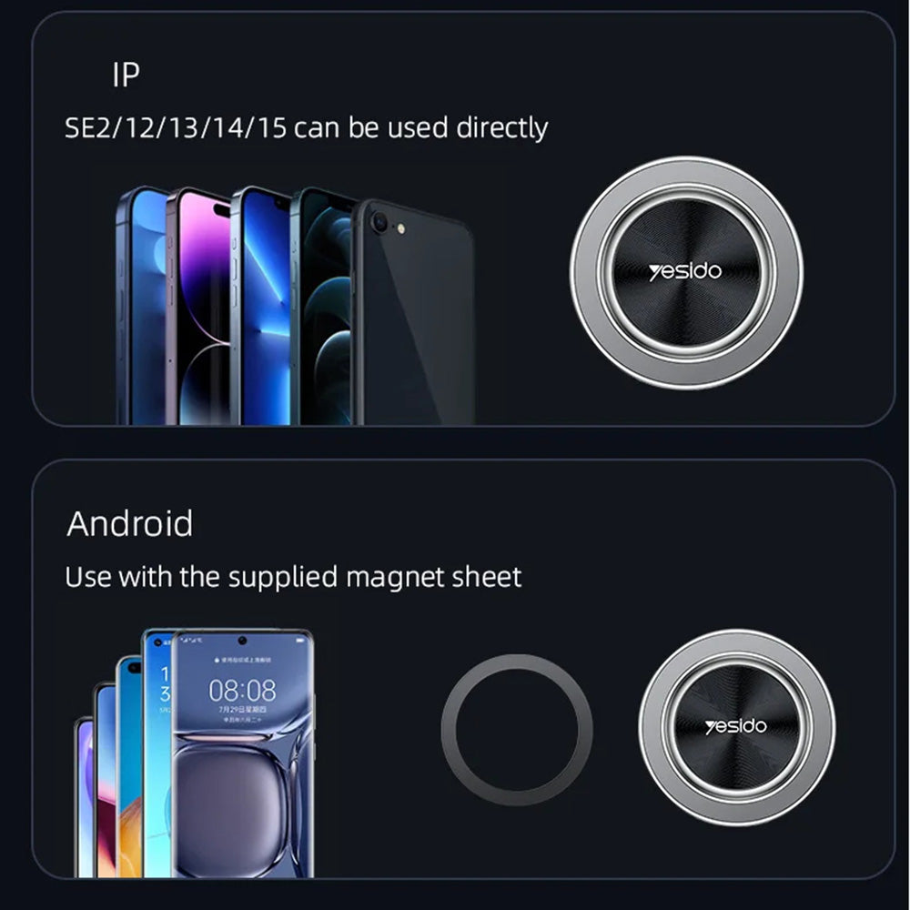 Магнитна стойка за кола Yesido C179, Универсална, Черна