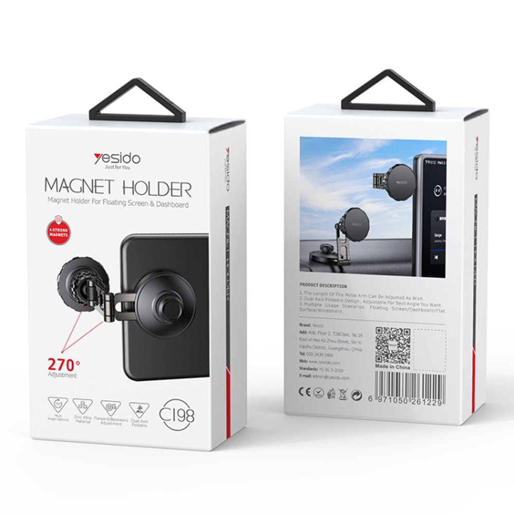 Магнитна стойка за автомобил Yesido C198, Универсална, Сива