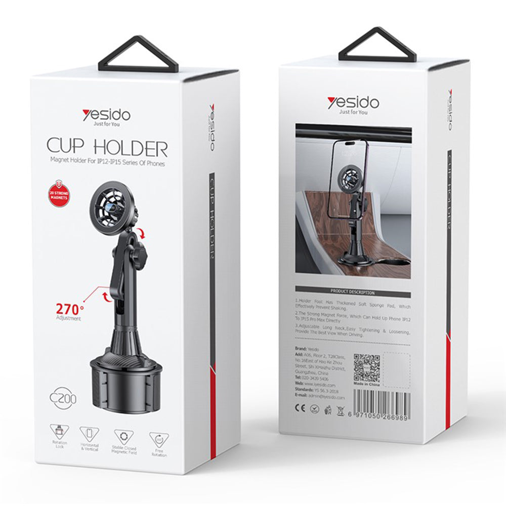 Магнитна стойка за кола Yesido C200, Универсална, Черна